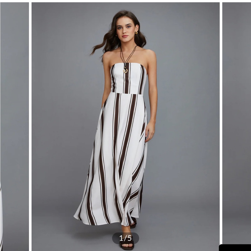 Striped Off-Shoulder Long Dress